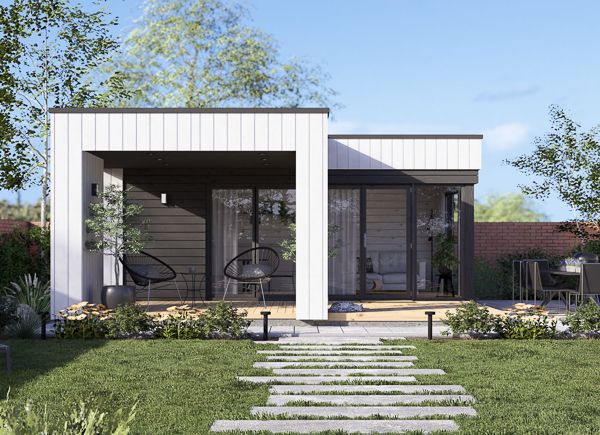 Casetta in legno da giardino INES PLUS con porticato a L (34 mm + rivestimento), 6x6 m, 36 m² avp.ui.product_images.thumbnail 1