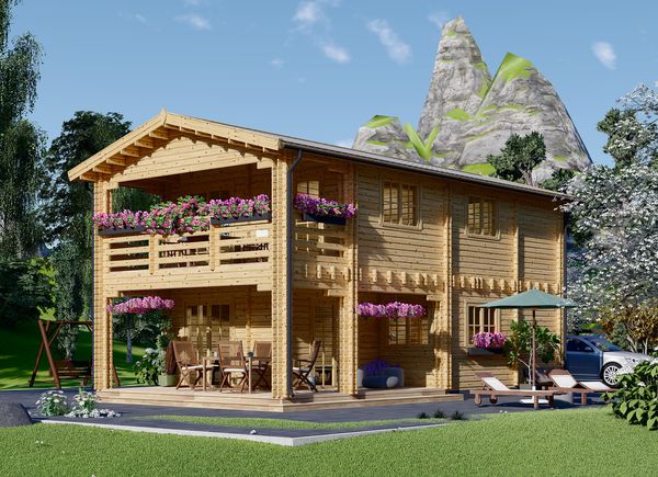 Casa in legno con porticato TOULOUSE (66 mm), 100 m² + 20 m² avp.ui.product_images.thumbnail 1