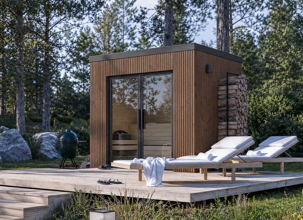 Sauna in legno OKO 2 | Thermowood – 2,44×1,74 m, 2,70 m² thumbnail 1