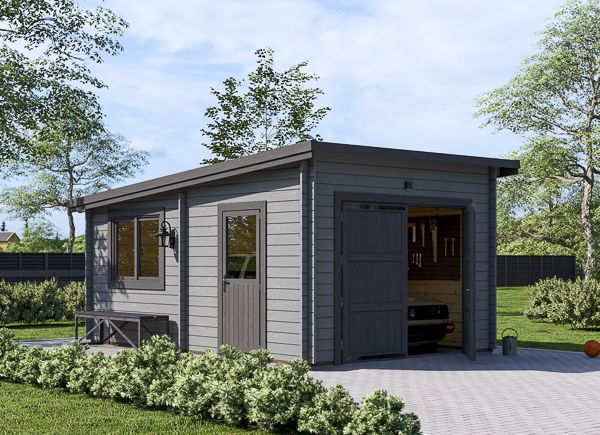 Garage in legno a tetto piatto MODERN (34 mm), 3.6x5.4 m, 20 m² avp.ui.product_images.thumbnail 1