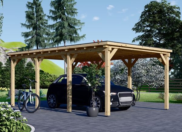 Tettoia auto in legno a tetto piatto MODERN, 3x6 m, 18 m² avp.ui.product_images.thumbnail 1