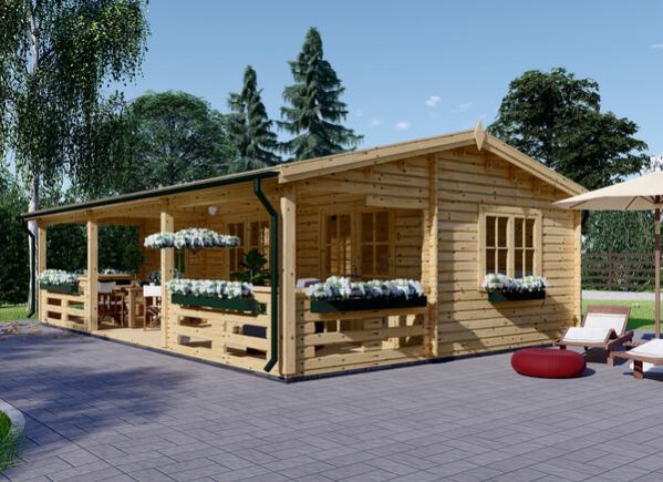 Casa in legno abitabile con porticato AMELIA (Coibentata, 44+44 mm) 32 m² + 20 m² avp.ui.product_images.thumbnail 1