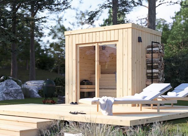 Sauna in legno OKO 2 (pino naturale) – 2,3×1,6 m, 2,7 m² avp.ui.product_images.thumbnail 1
