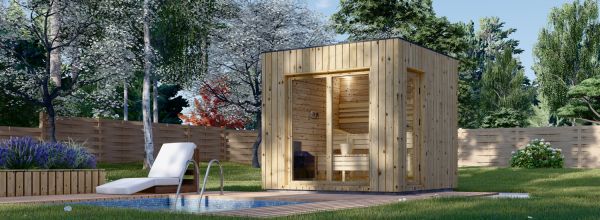 Sauna da esterno DELLA (34 mm + rivestimento), 2,6 x 2,6 m, 5 m²