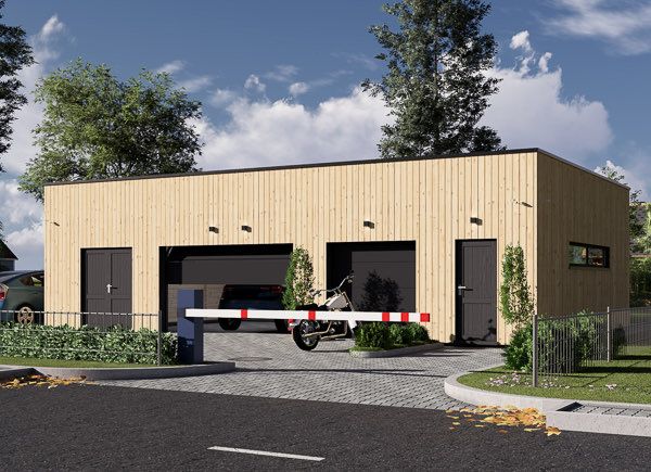 Garage in legno doppio con ripostiglio attrezzi SILVIA S (34 mm + rivestimento), 12x8 m, 88 m² avp.ui.product_images.thumbnail 1