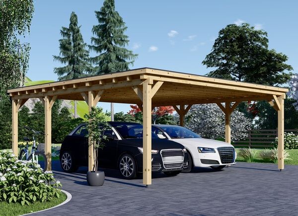 Tettoia auto in legno doppia a tetto piatto MODERN, 6x6 m, 36 m² avp.ui.product_images.thumbnail 1
