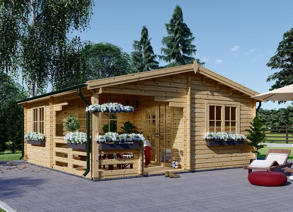 Casetta in legno da giardino OLIVIA (66 mm), 6x6 m, 27 m² + 8 m² di porticato avp.ui.product_images.thumbnail 1