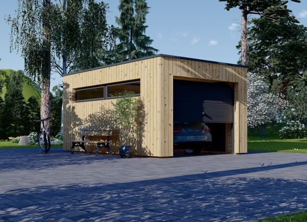 Garage in legno con tetto piano SILVIA F (34 mm + rivestimento), 3.2x5.2 m, 16.6 m² avp.ui.product_images.thumbnail 1