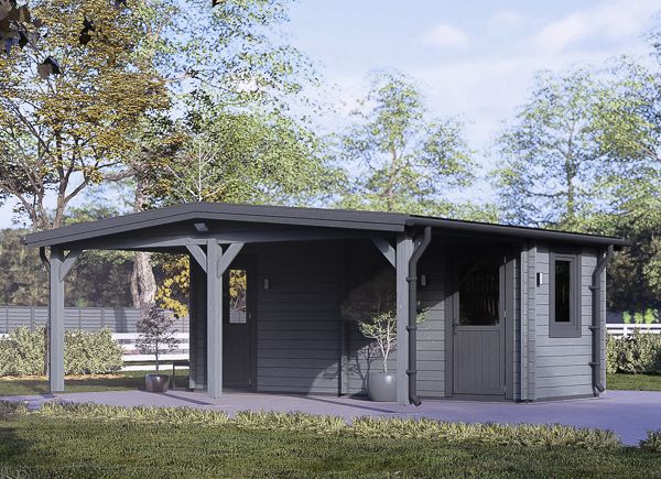 Tettoia auto in legno 3x6 m con ripostiglio attrezzi (44 mm), 2x6 m avp.ui.product_images.thumbnail 1