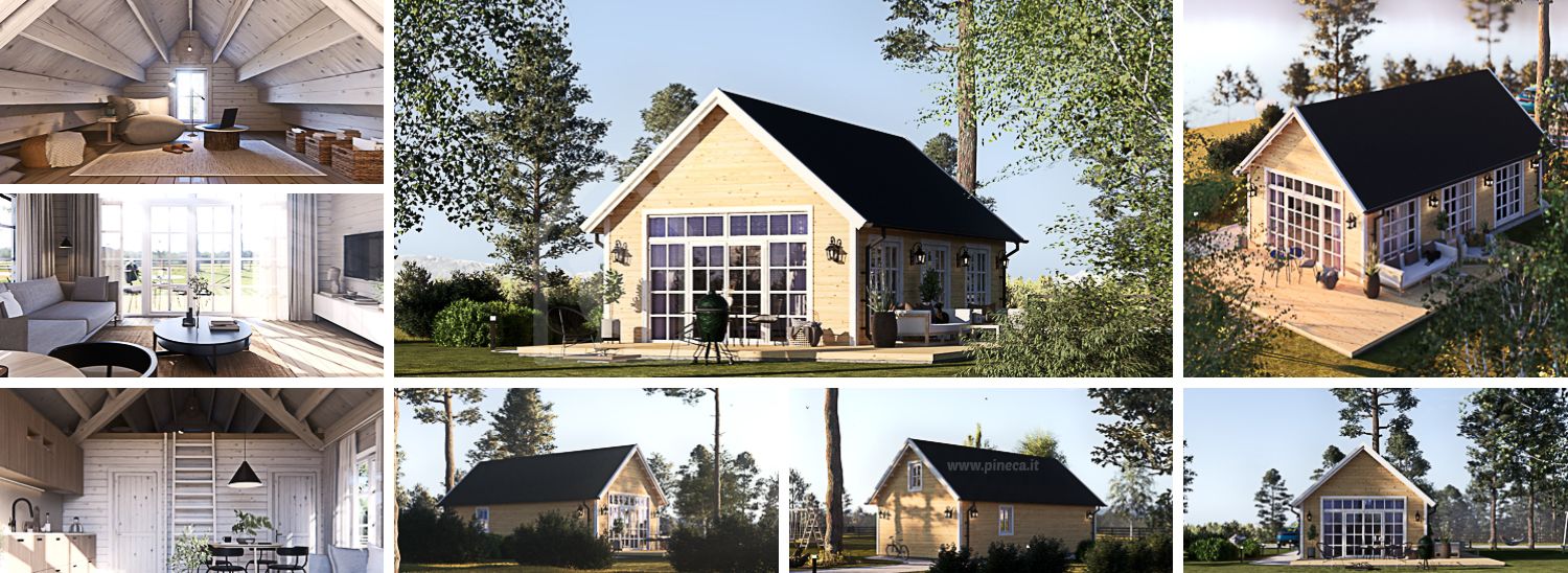 Casa in legno ARIELLE (Coibentata, 34 mm + rivestimento), 44 m² visualization 1