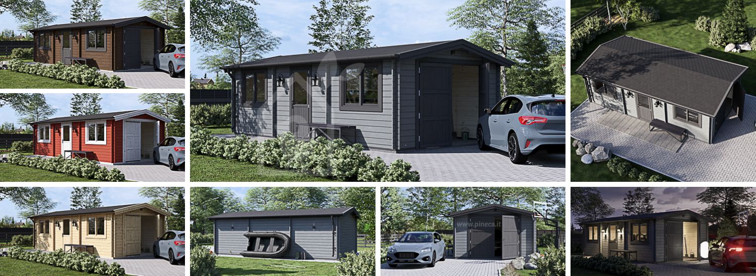 Garage in legno CLASSIC (44 mm), 4x7.5 m, 30 m² visualization 1