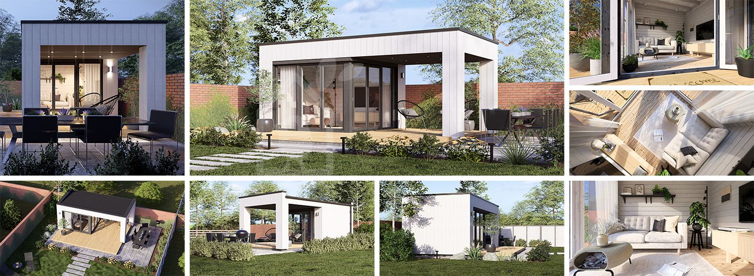 Casetta in legno da giardino INES con porticato (Coibentata, 34 mm + rivestimento), 6x3 m, 18 m² visualization 1