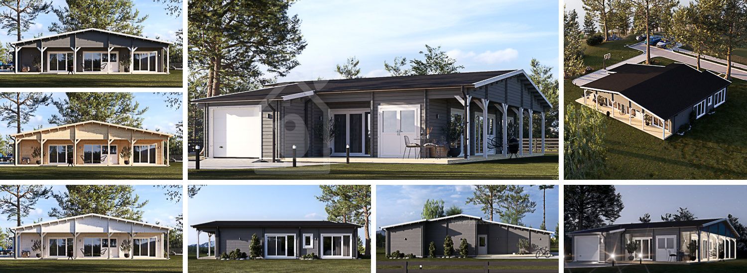 Casa in legno RIVIERA S (44+44 mm), 130 m² visualization 1