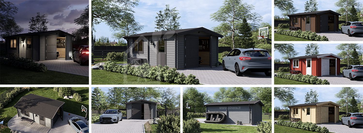Garage in legno CLASSIC (44 mm), 4x6 m, 24 m² visualization 1