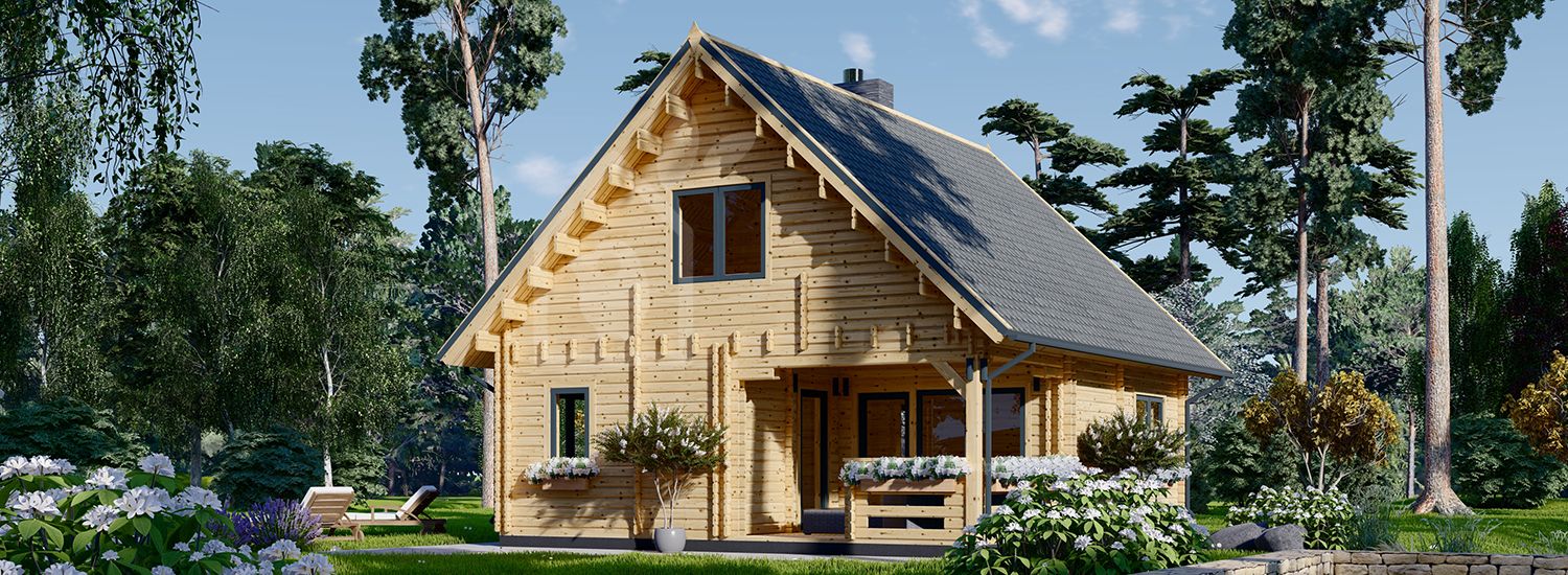 Casa in legno DORIS (44+44 mm), 80 m² visualization 1