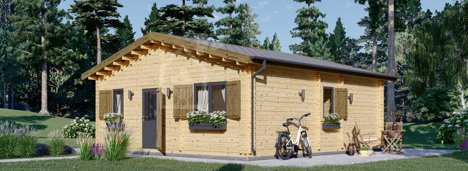Casa in legno HANNA 2 (44+44 mm), 7x8 m, 37 m² visualization 1