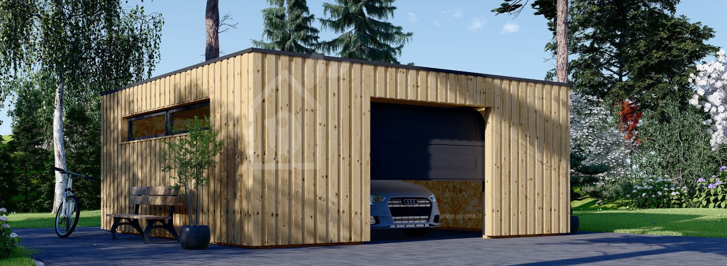Garage in legno con tetto piano STELA F (struttura in legno), 6x6 m, 36 m² visualization 1