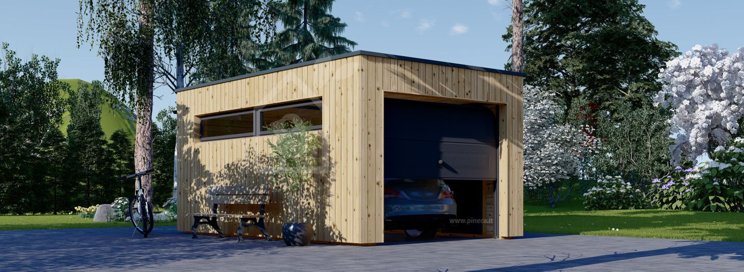 Garage in legno con tetto piano SILVIA F (34 mm + rivestimento), 3.2x5.2 m, 16.6 m² visualization 1