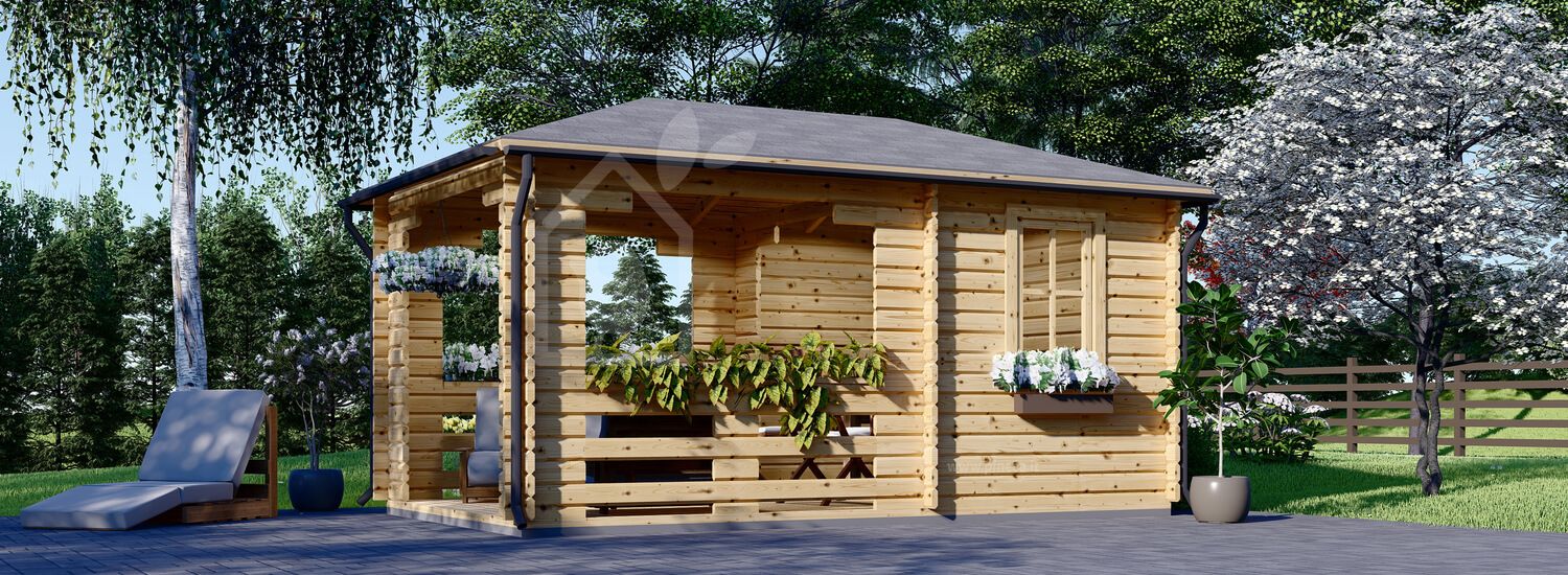Gazebo da giardino in legno FLORA (28 mm), 3x5 m, 15 m² visualization 1
