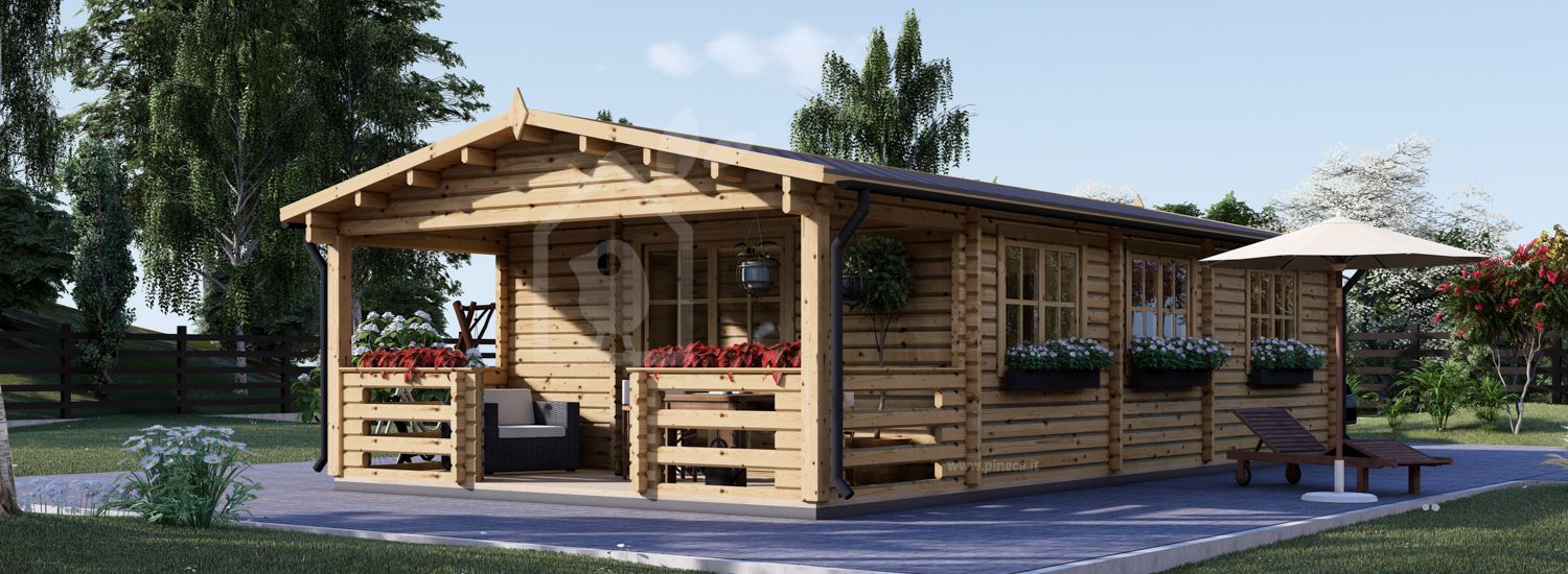 Casa in legno HYMER (44+44 mm), 42 m² + 10 m² di porticato visualization 1