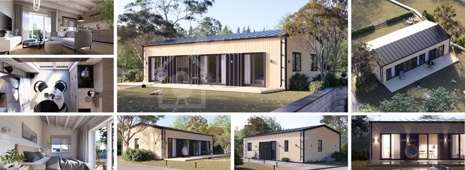 Casa in legno abitabile NICOLE RV (Coibentata PLUS, 44 mm + rivestimento), 68 m² visualization 1