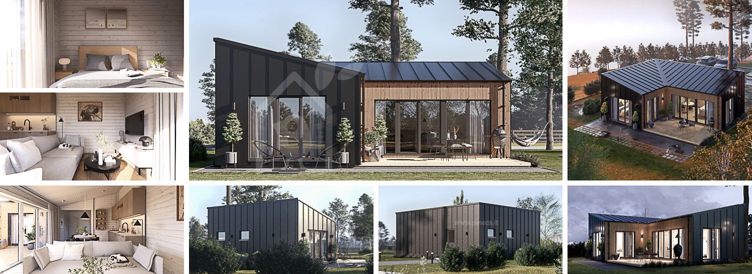 Casa prefabbricata abitabile GINNY PV (Coibentata PLUS, 44 mm + rivestimento), 49 m² visualization 1