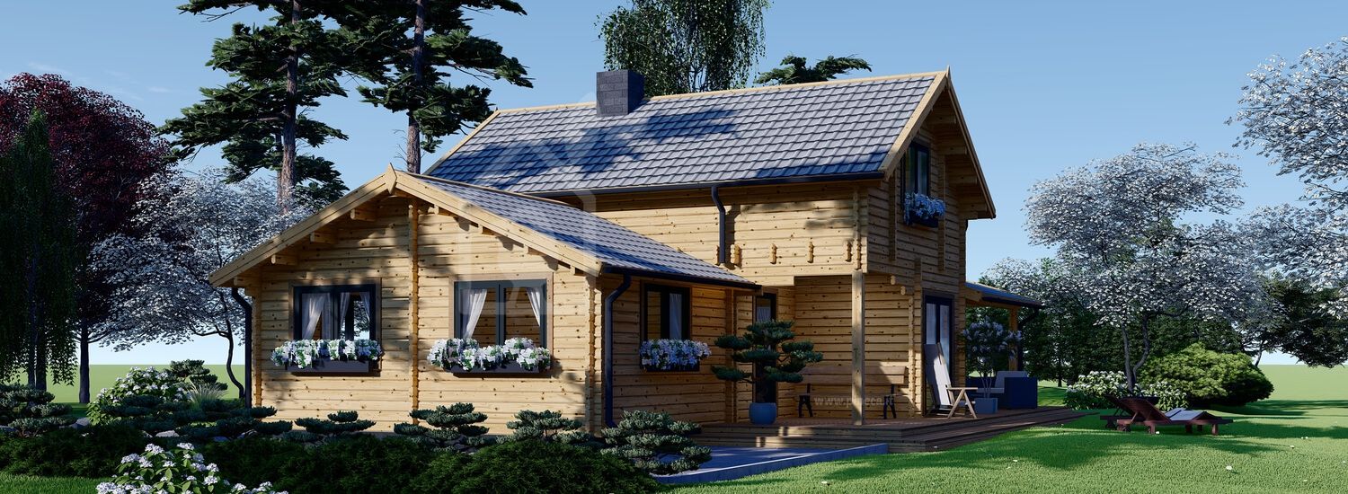 Casa in legno abitabile HOLLAND (Coibentata PLUS, 44+44 mm), 113 m² + 13 m² di porticato visualization 1