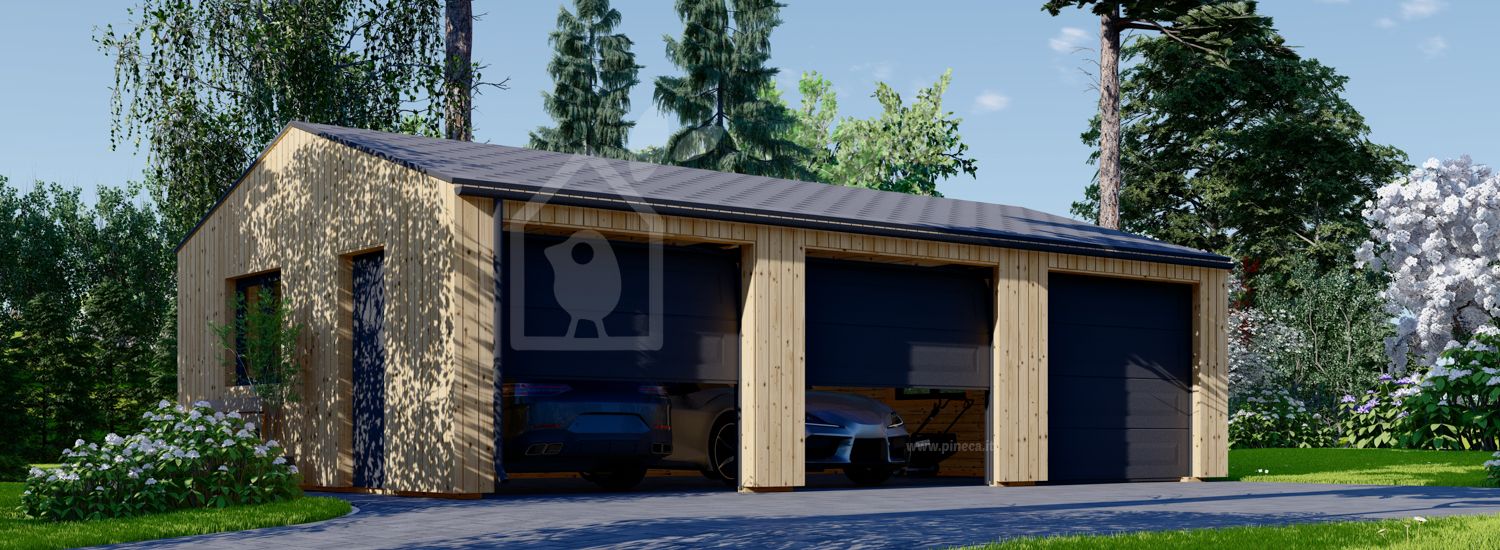 Garage in legno triplo SILVIA TRIO (34 mm + rivestimento), 9x6 m, 54 m² visualization 1
