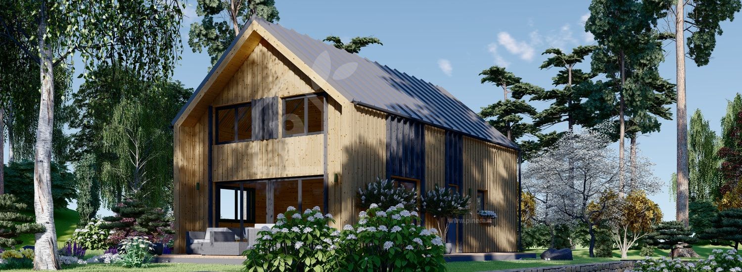 Casa in legno abitabile ASTRID (Coibentata PLUS, 44 mm + rivestimento), 120 m² visualization 1