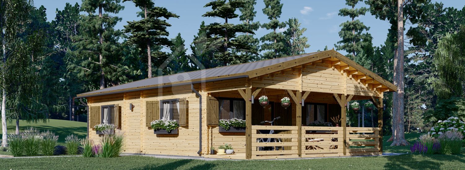 Casa in legno HANNA 3 (44+44 mm), 11x8 m, 56 m² visualization 1