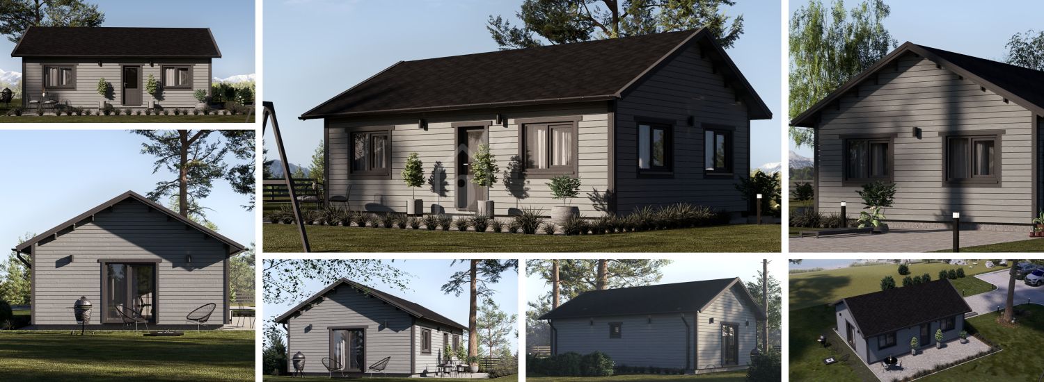 Casa in legno GRETA S (44 mm + rivestimento), 48 m² visualization 1