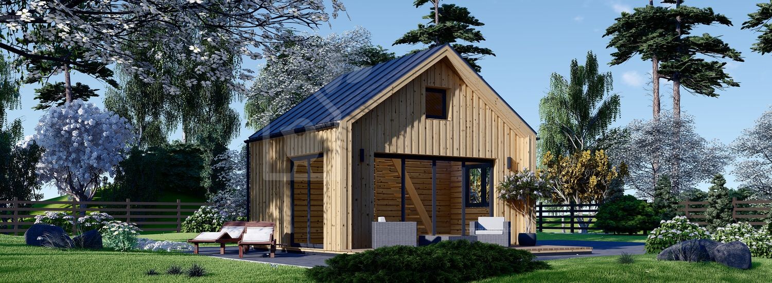 Casa in legno abitabile SARA (Coibentata PLUS, 44 mm + rivestimento), 20 m² visualization 1