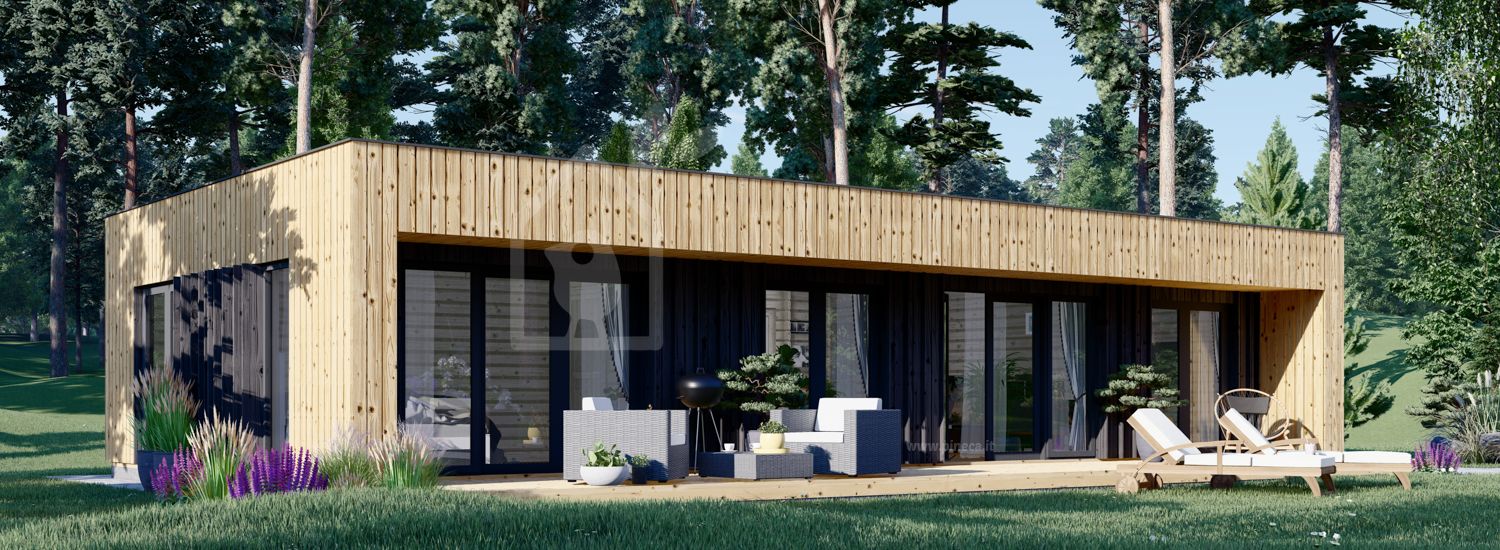 Casa in legno abitabile KAYA 3 (Coibentata PLUS, 44 mm + rivestimento), 70 m² visualization 1