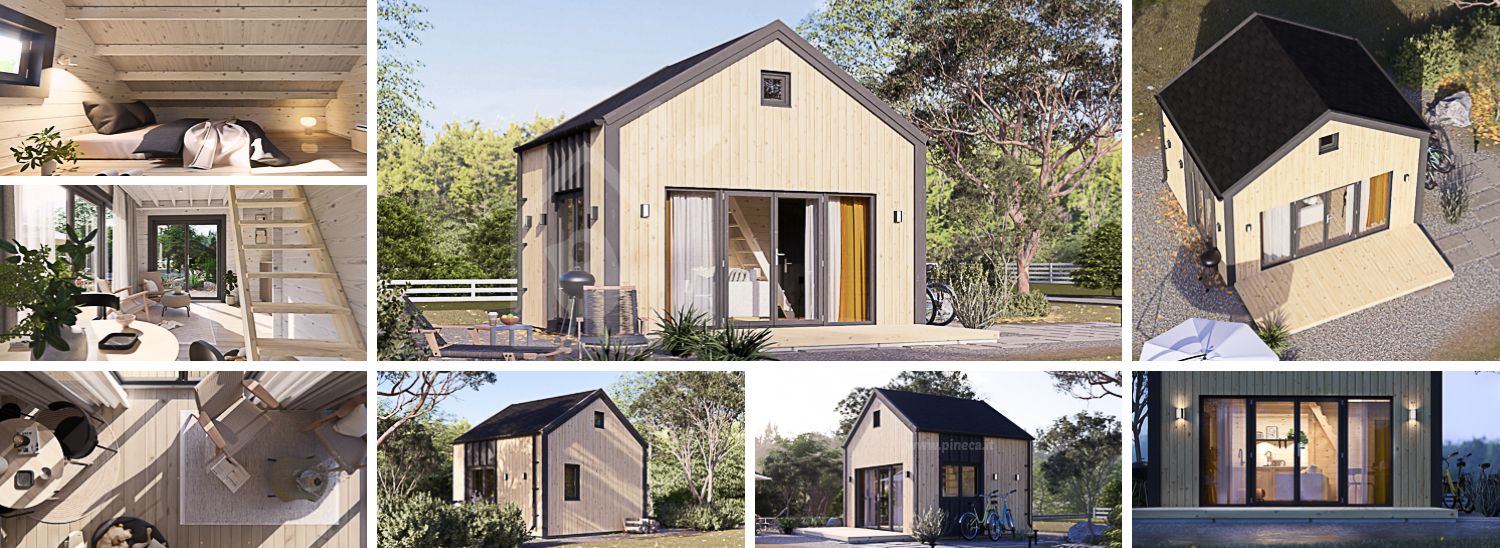 Casa in legno abitabile SARA (Coibentata, 34 mm + rivestimento), 20 m² visualization 1