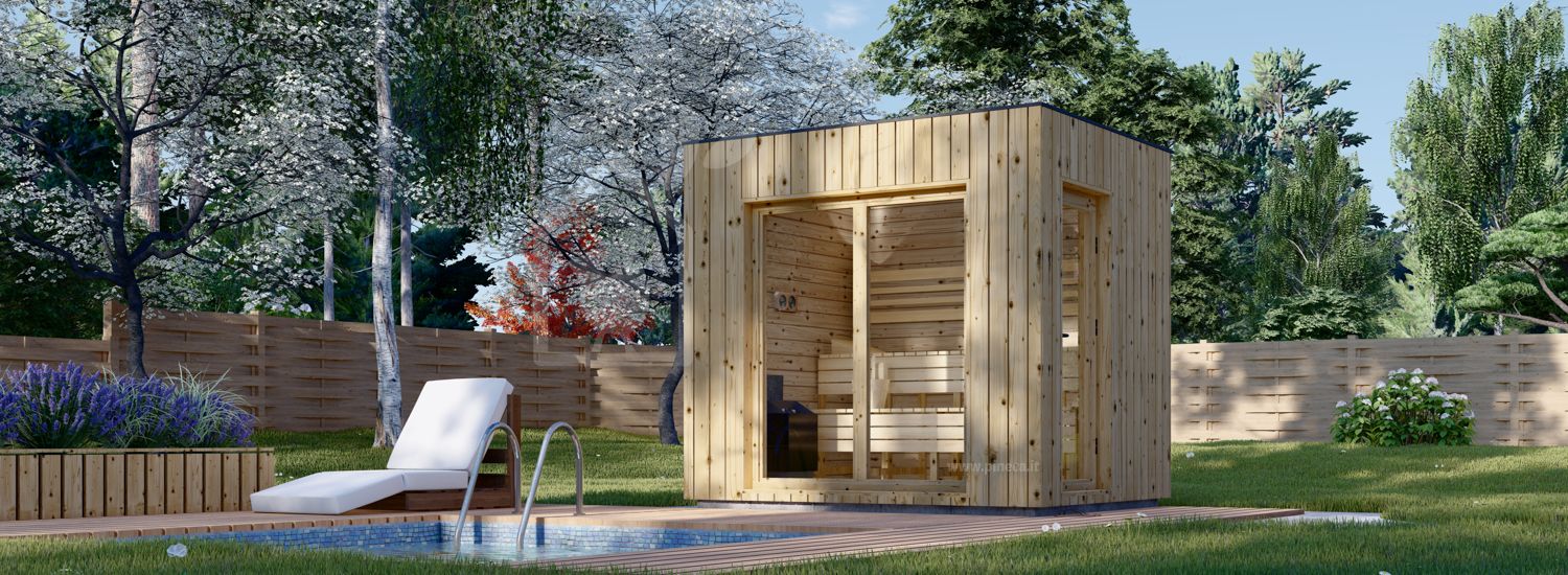 Sauna da esterno DELLA (34 mm + rivestimento), 2,6 x 2,1 m, 3,8 m² visualization 1