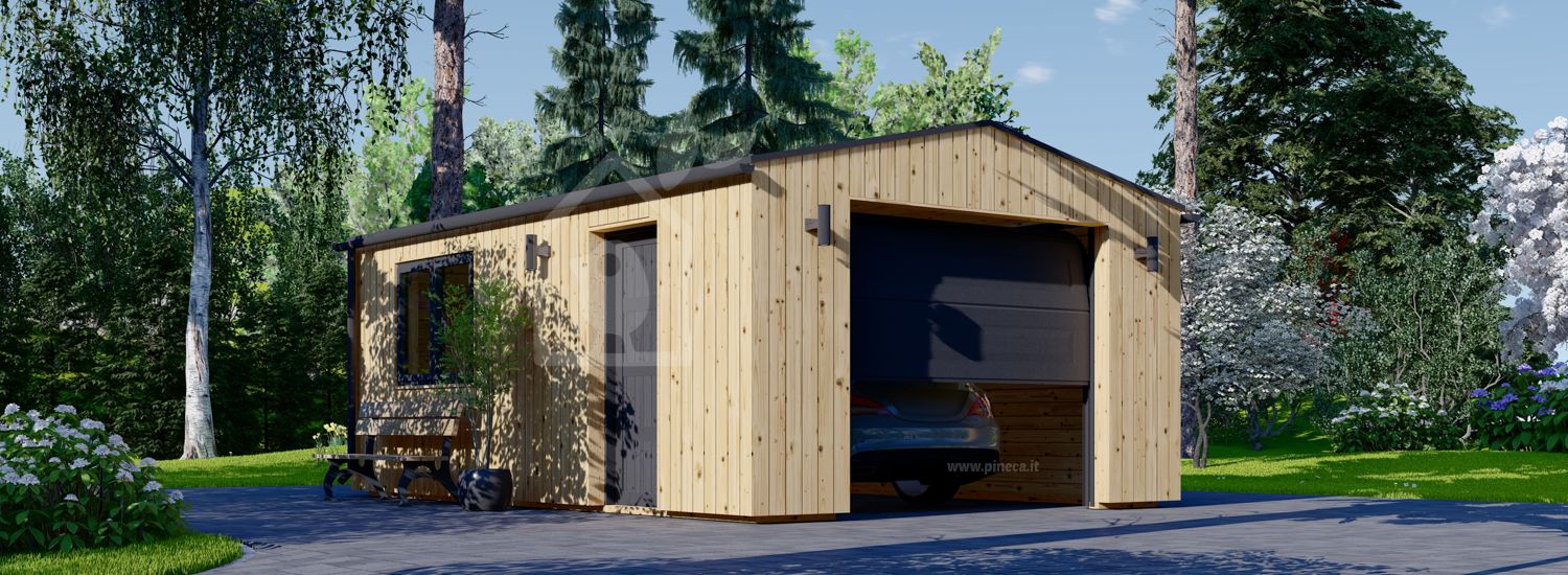 Garage in legno SILVIA (34 mm + rivestimento), 4x6 m, 24 m² visualization 1