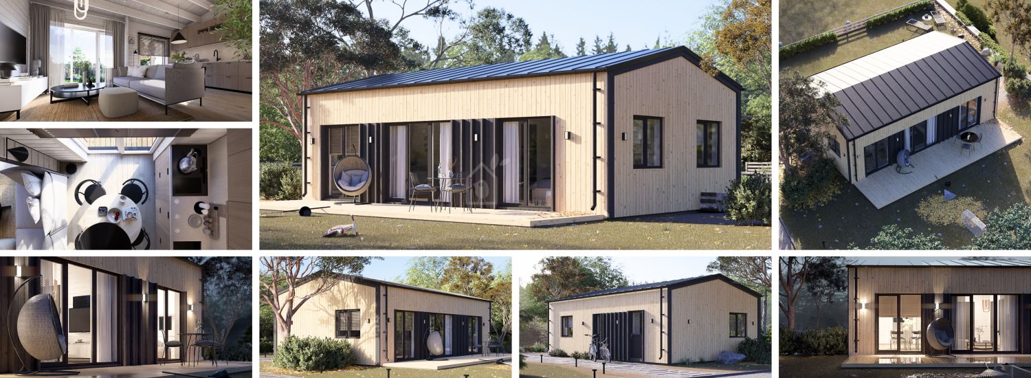 Casa in legno abitabile SELENE RV (Coibentata PLUS, 44 mm + rivestimento), 54 m² visualization 1