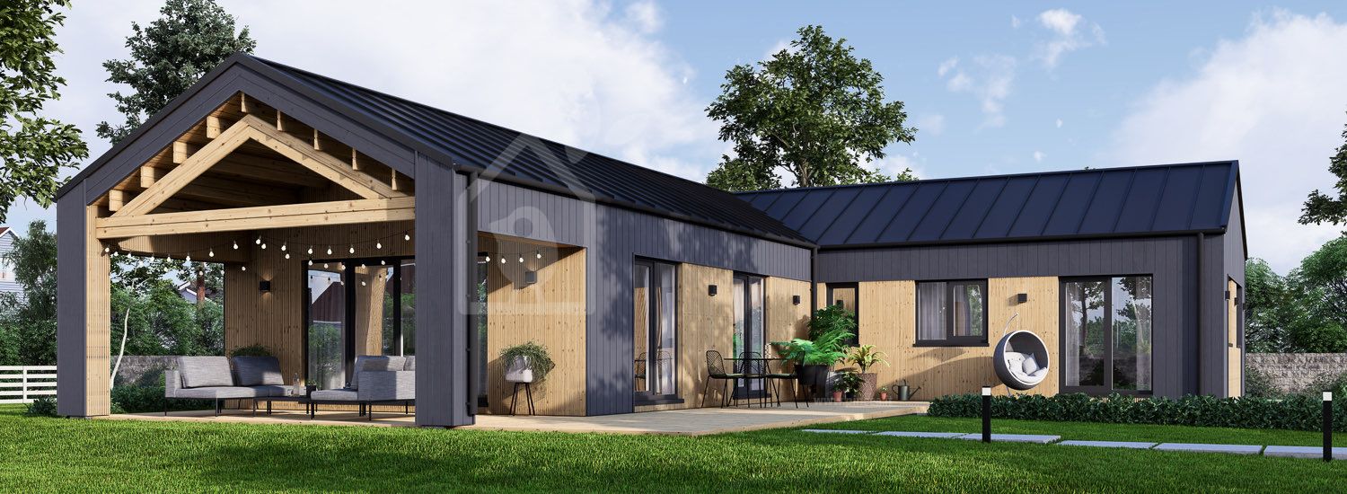 Casa prefabbricata abitabile TESSA PV (Coibentata PLUS, 44 mm + rivestimento), 130 m² visualization 1