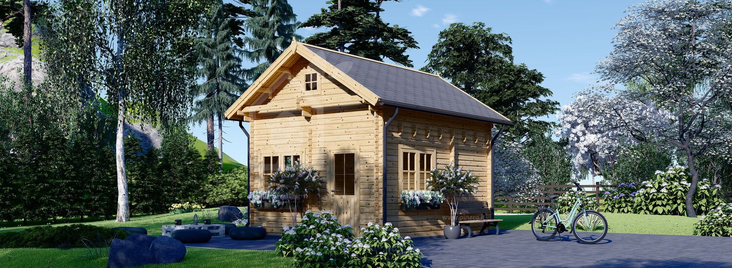 Casa in legno abitabile con mezzanine AVIGNON (Coibentata PLUS, 44+44 mm), 20 m² + 16 m² visualization 1