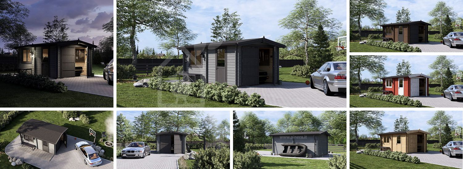 Garage in legno CLASSIC (34 mm), 3.2x5.2, 16 m² visualization 1