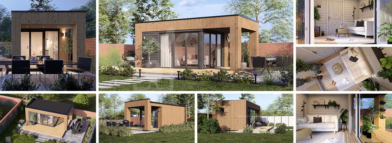 Casetta in legno da giardino INES PLUS con porticato (34 mm + rivestimento), 6x3 m, 18 m² visualization 1
