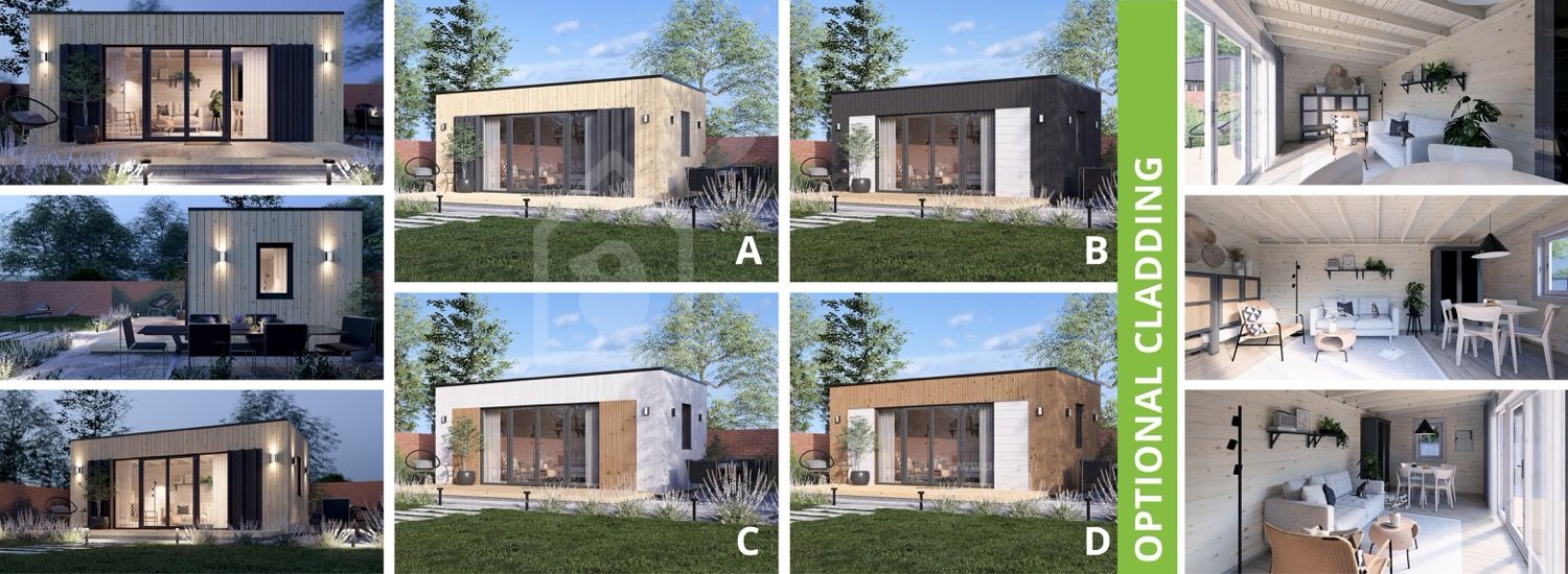 Ufficio in legno da giardino PREMIUM (34 mm + rivestimento), 5.95x3 m, 16 m² visualization 1