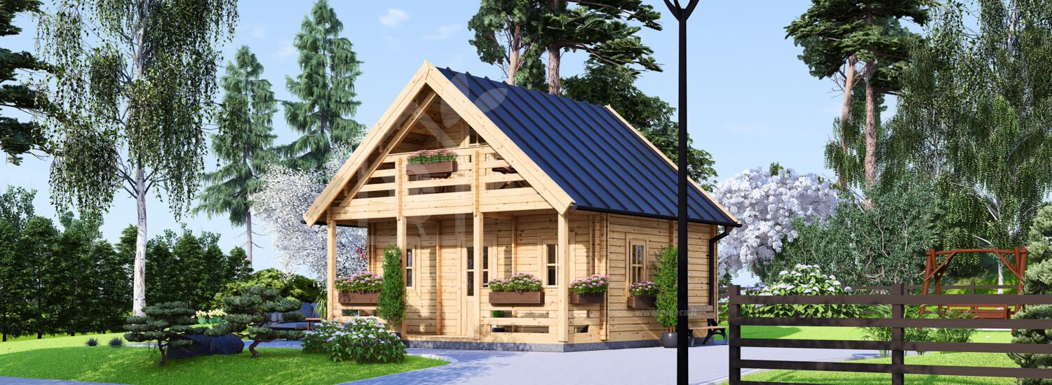 Casa in legno LIVINGTON S (Coibentata, 44+44 mm), 50 m² visualization 1