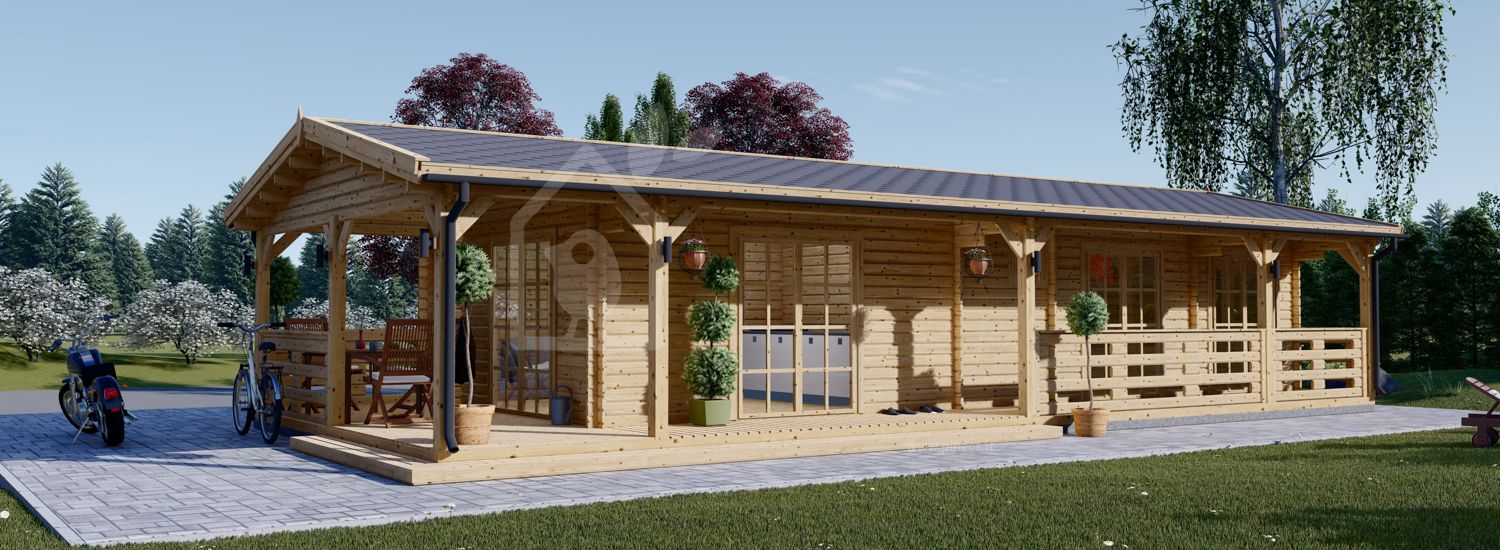 Casa in legno con porticato TOSCANA (44+44 mm), 53 m² + 29 m² visualization 1