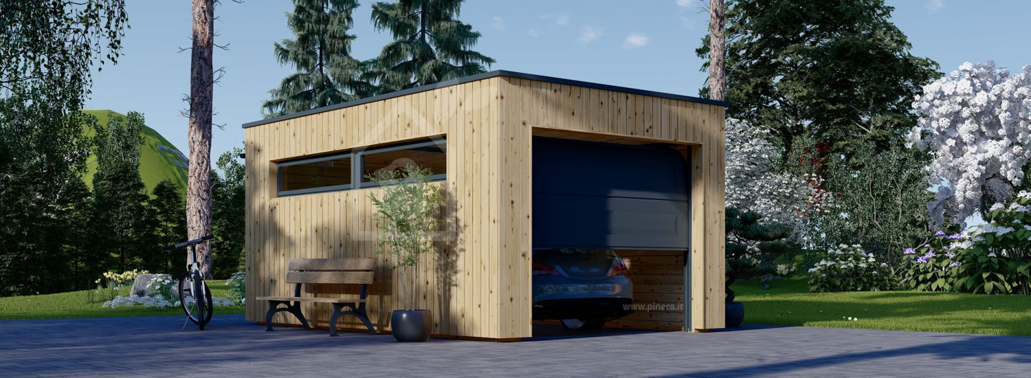 Garage in legno con tetto piano SILVIA F (34 mm + rivestimento), 3.2x5.2 m, 16.6 m² visualization 1