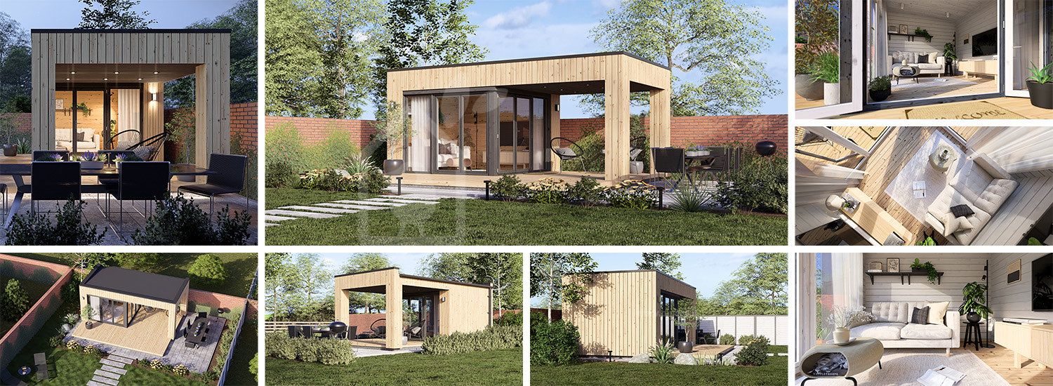 Casetta in legno da giardino INES con porticato (34 mm + rivestimento), 6x3 m, 18 m² visualization 1