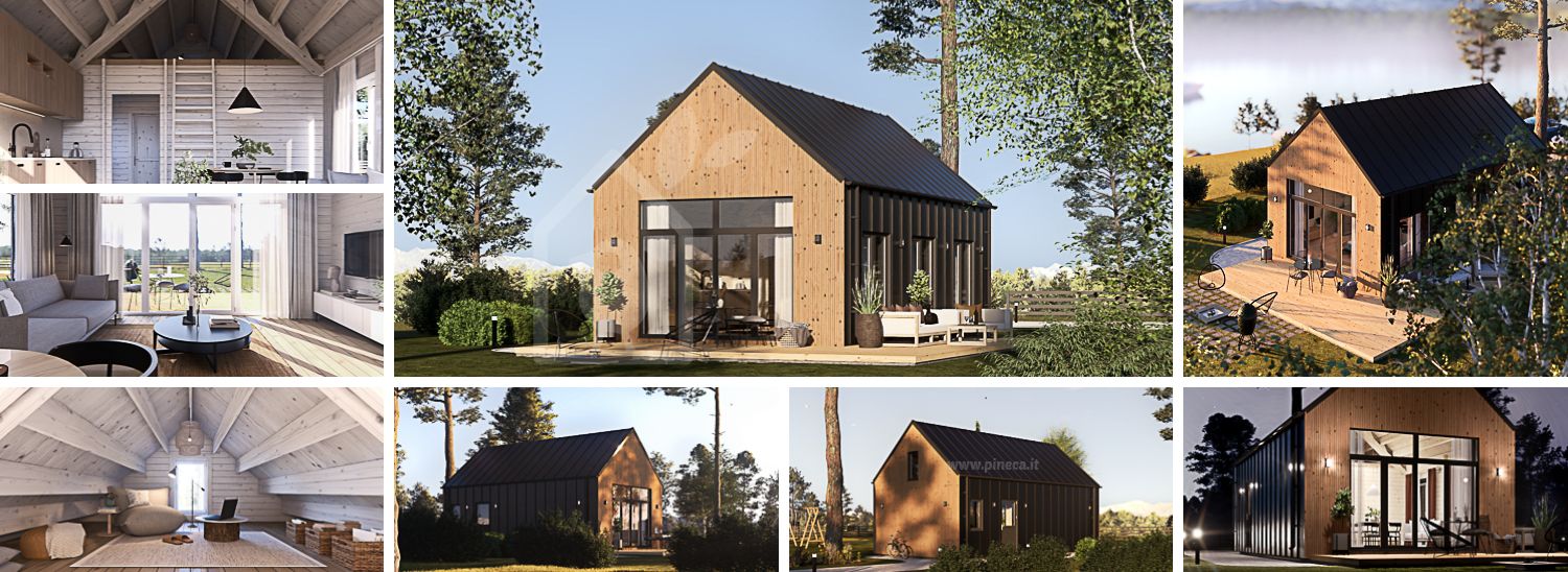 Casa prefabbricata abitabile MILANA PV (Coibentata PLUS, 44 mm + rivestimento), 41 m² visualization 1