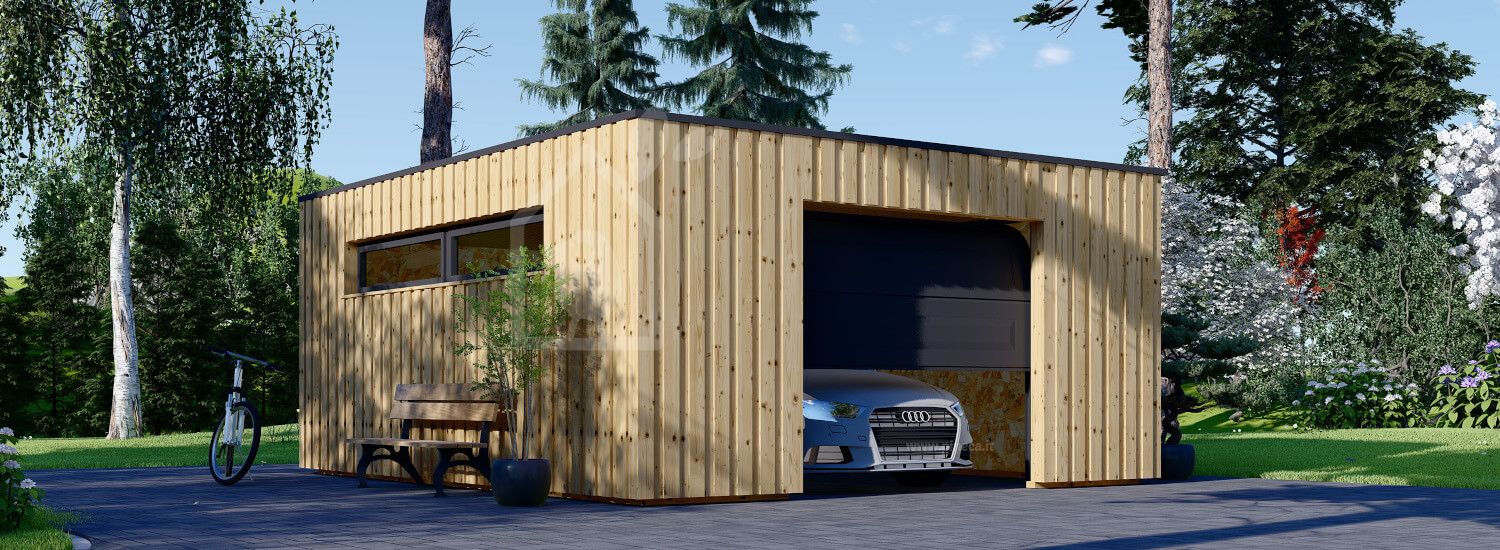 Garage in legno con tetto piano STELA F (struttura in legno), 5x6 m, 30 m² visualization 1