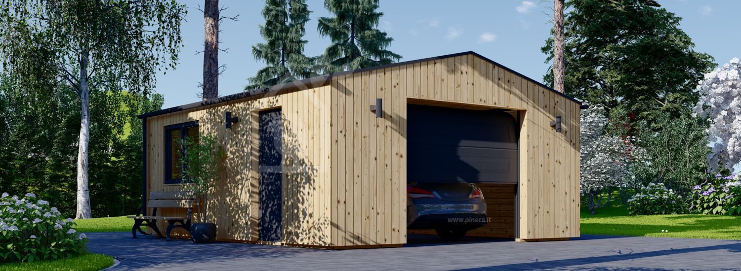 Garage in legno SILVIA (34 mm + rivestimento), 5x6 m, 30 m² visualization 1