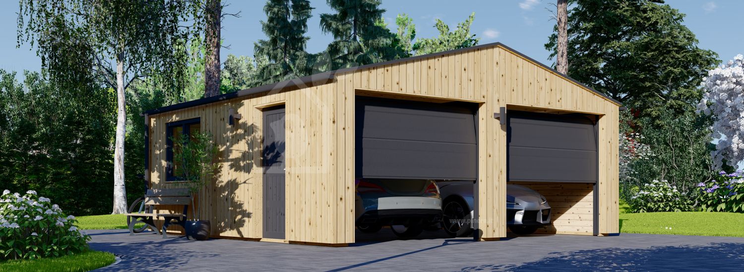 Garage in legno doppio SILVIA DUO (34 mm + rivestimento), 6x6 m, 36 m² visualization 1